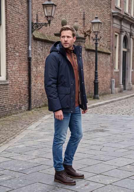 Donkerblauwe PME LEGEND Gewatteerde jas SEMI LONG JACKET YETCRAFT - large