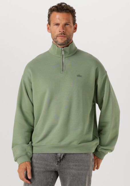 Groene LACOSTE Sweater LOOSE FIT ZIP NECK FLEECE SWEATSHIRT - large