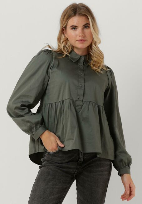 Groene LEVETE ROOM Blouse LR-ISLA SOLID 64 SHIRT - large