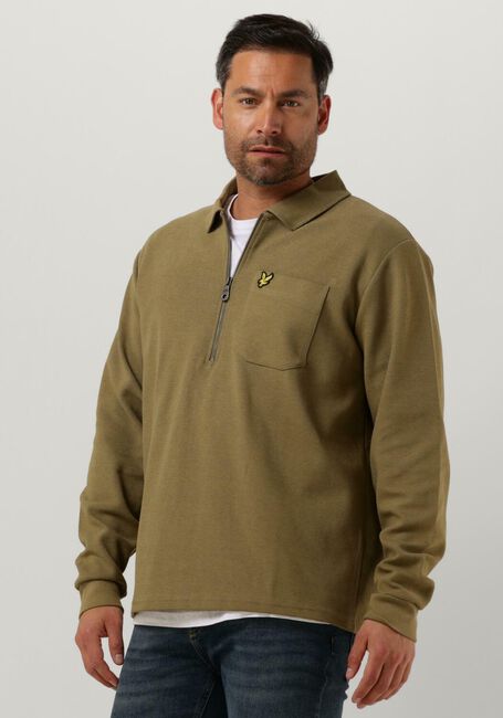 Olijf LYLE & SCOTT Sweater CREST TEXTURED QUARTER ZIP - large
