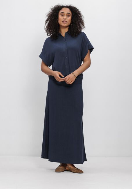 Donkerblauwe SELECTED WOMEN Maxirok SLFVIVA HW ANKLE LINEN BLEND SKIRT - large