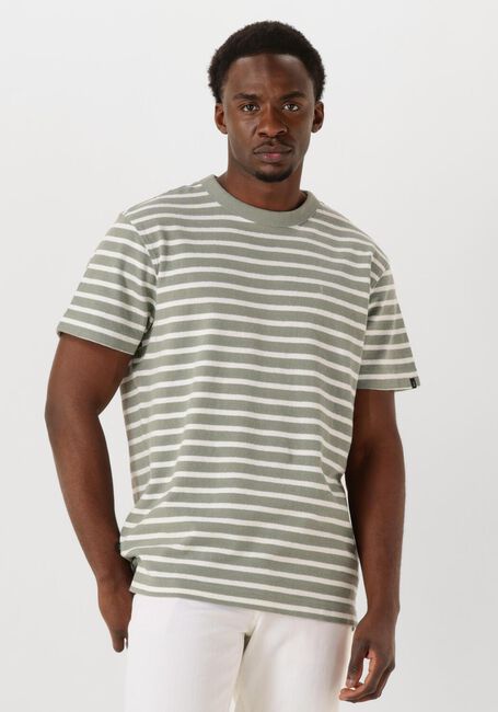 Groene BUTCHER OF BLUE T-shirt GASPARD LOOSE STRIPE TEE - large