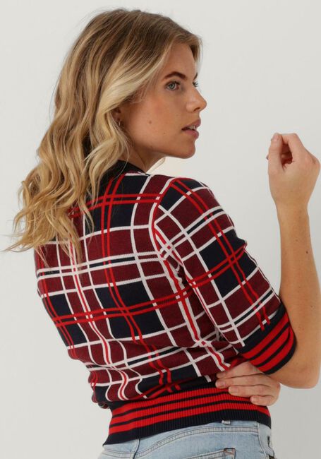 Rode VANILIA Trui CHECKED SHORTSLEEVE - large