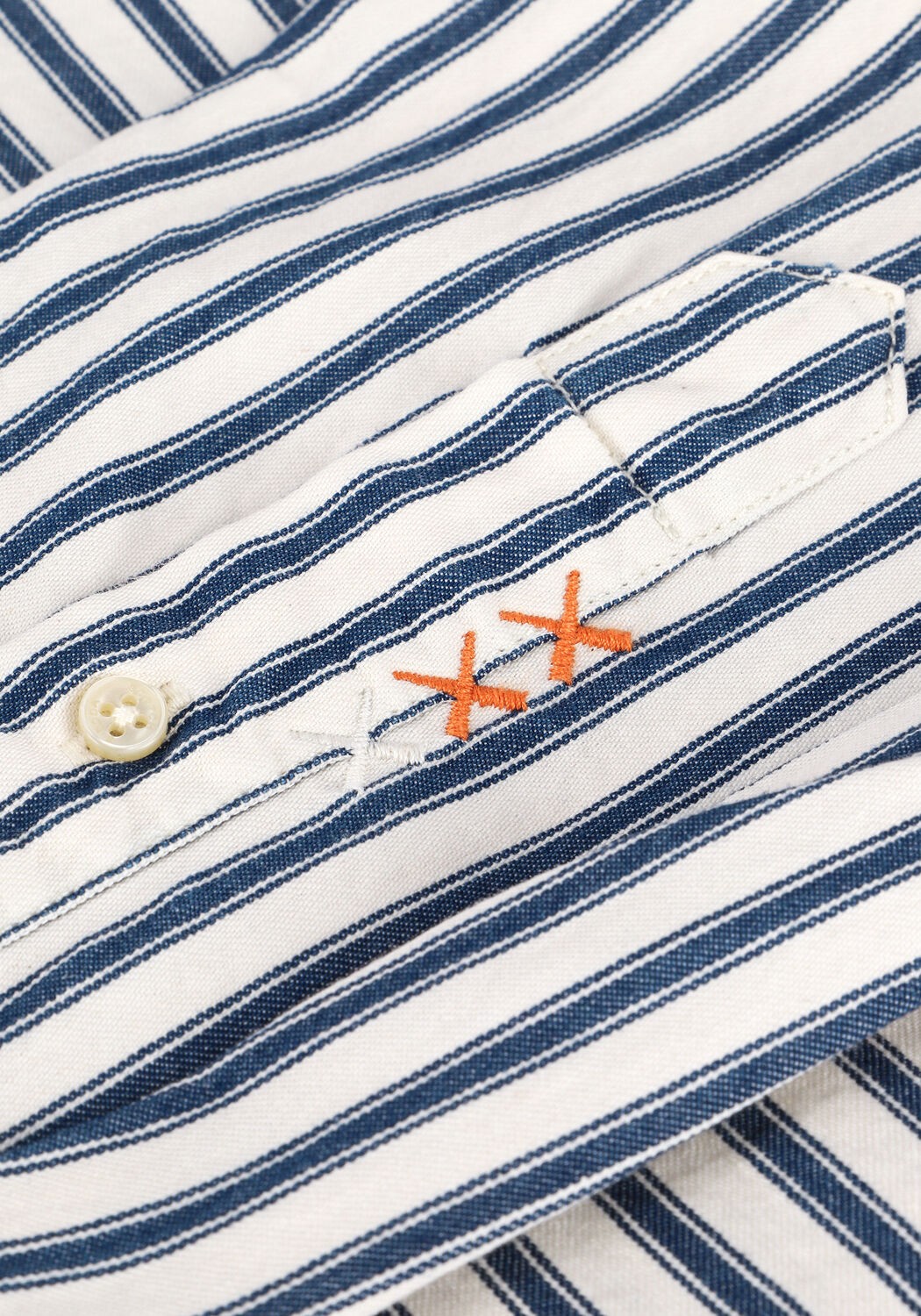 Donkerblauwe SCOTCH & SODA Casual overhemd INDIGO STRIPED 2-POCKET REGULA - large