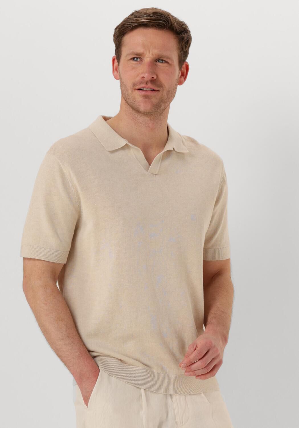SELECTED HOMME Heren Polo's & T-shirts Slhmattis Ss Knit Sun Open Polo Noos Beige