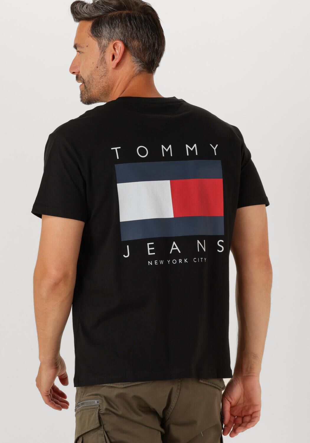 TOMMY JEANS Heren Polo's & T-shirts Tjm Reg Flag Graph Bckorint T Ext Zwart