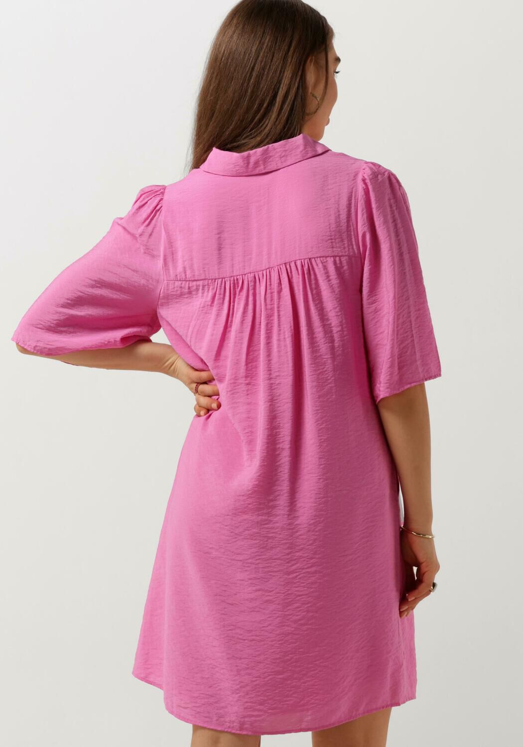 CATWALK JUNKIE Dames Jurken Flare Sleeve Button Up Blouse Dress Roze