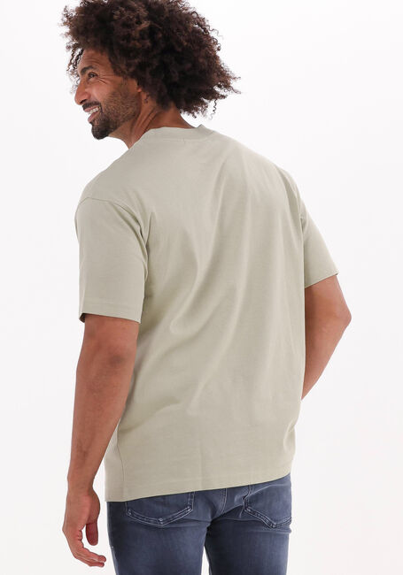 Beige CALVIN KLEIN T-shirt SHRUNKEN BADGE POCKET TEE - large