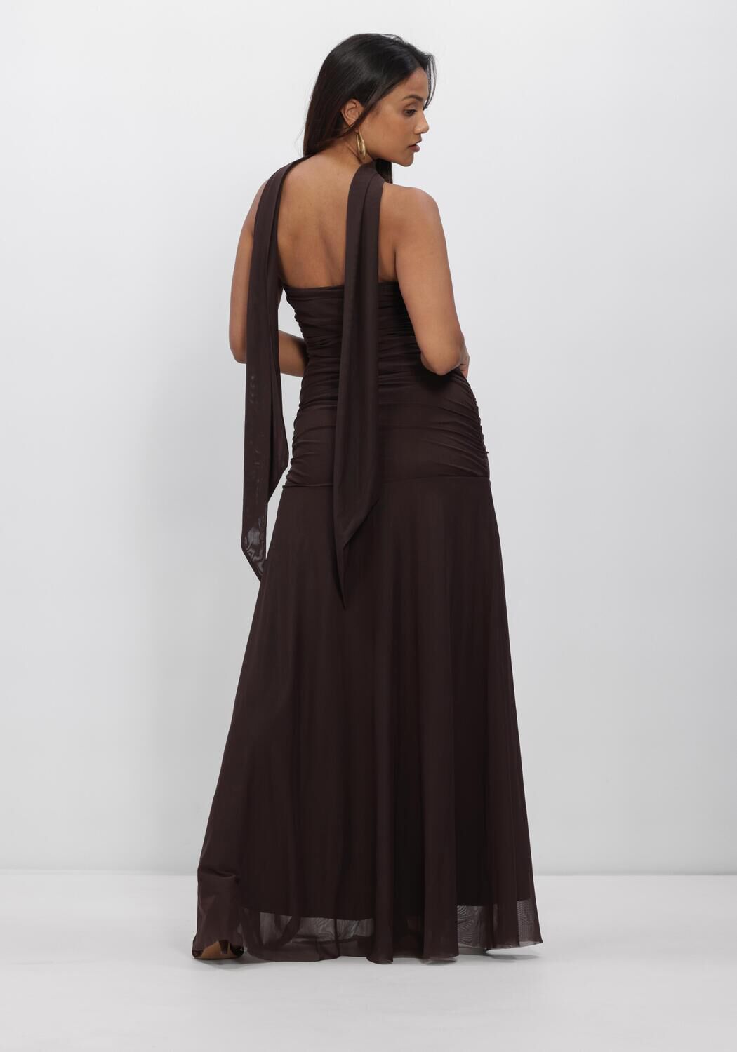 Bruine NEO NOIR Maxi jurk MISI MESH DRESS - large