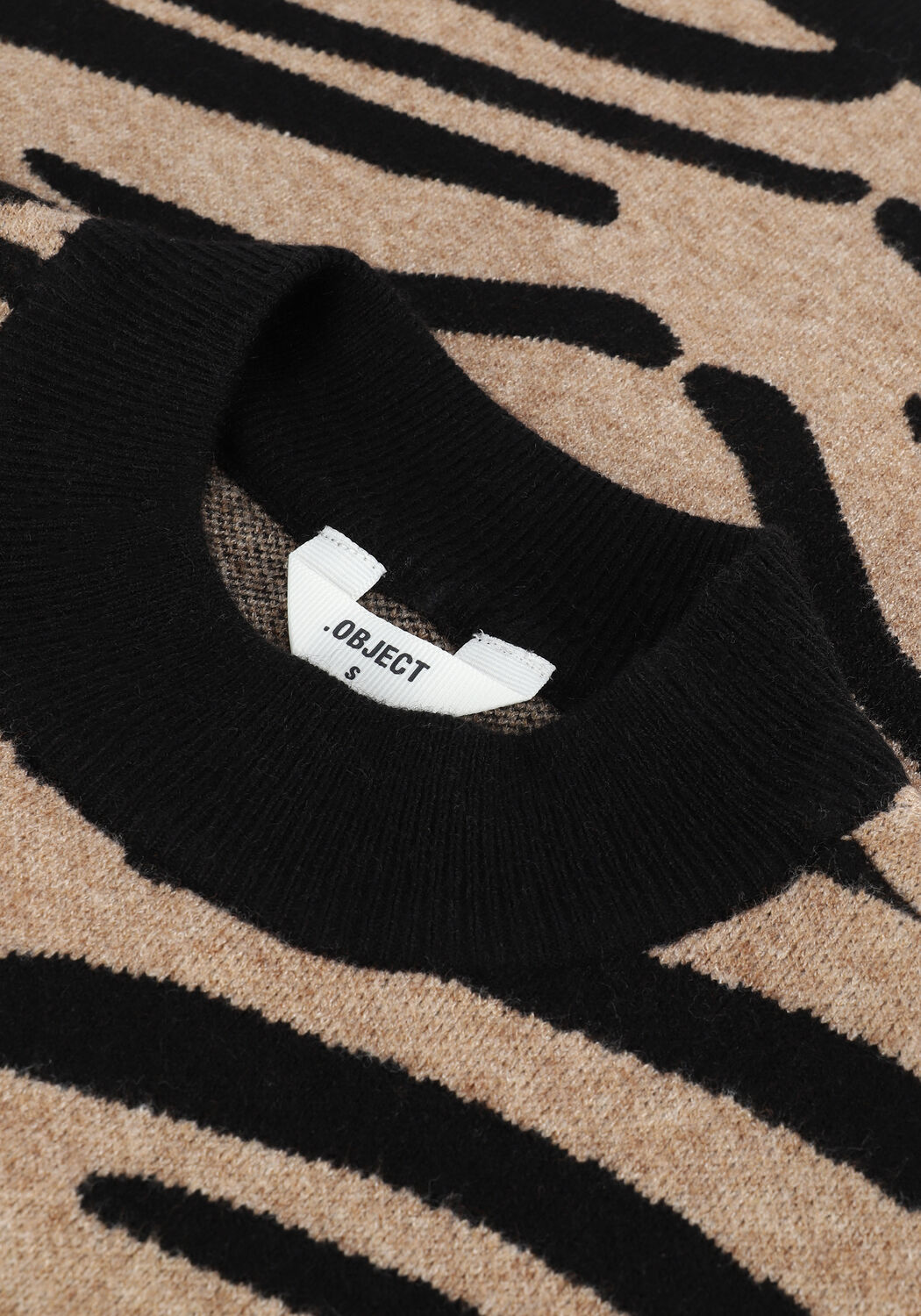 Camel OBJECT Trui THESS L/S JACQUARD KNIT PULLOVER - large