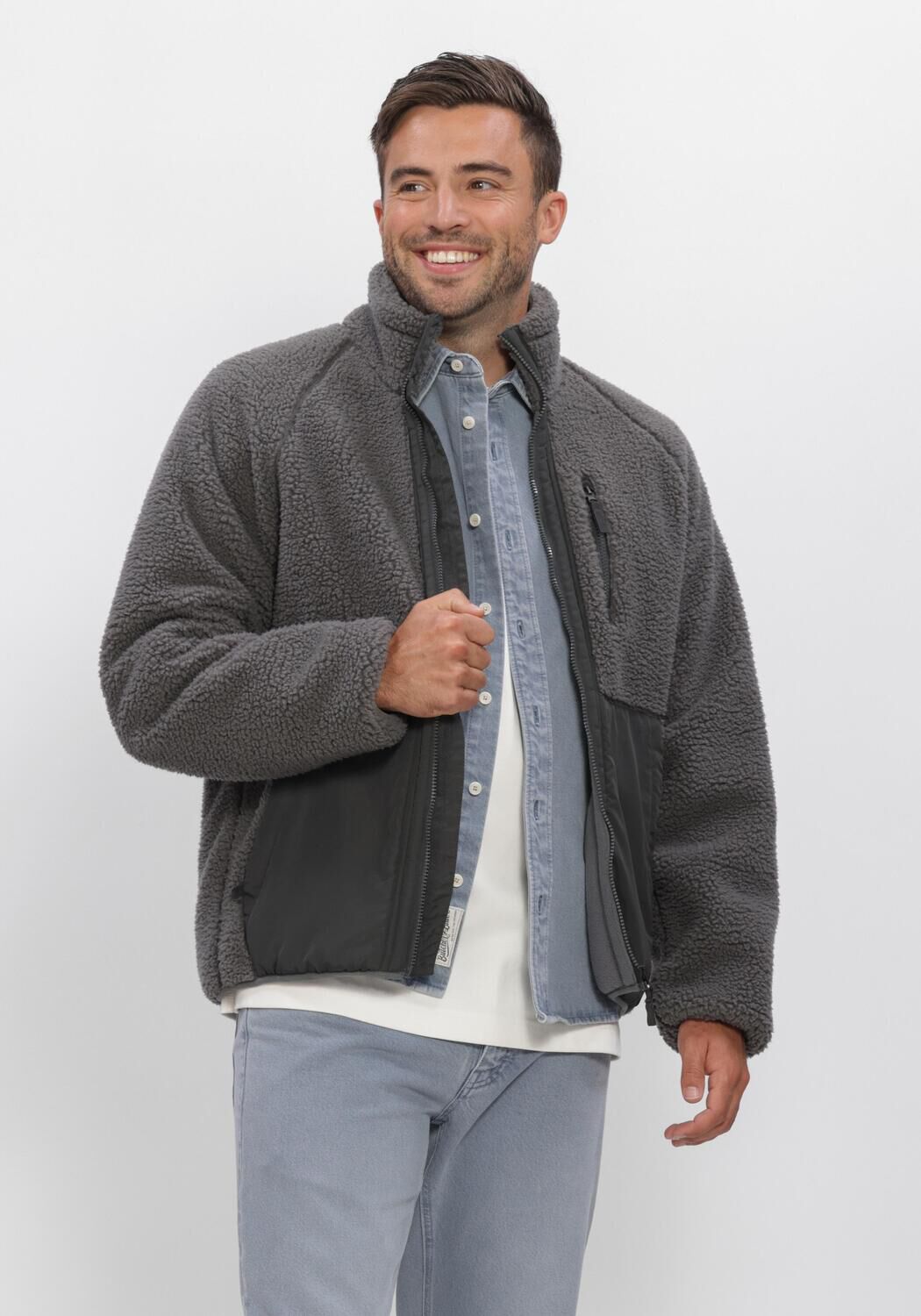 Donkergrijze BUTCHER OF BLUE Trui REESE FLEECE JACKET - large