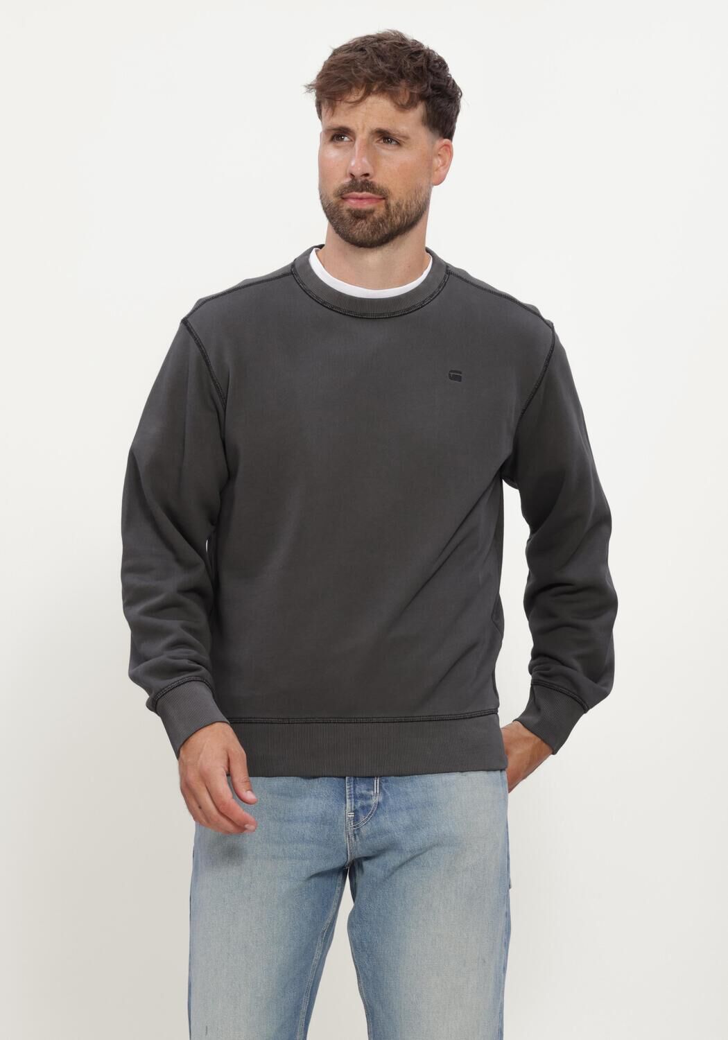 Donkergrijze G-STAR RAW Sweater UNIT WASHED R SW L\S - large