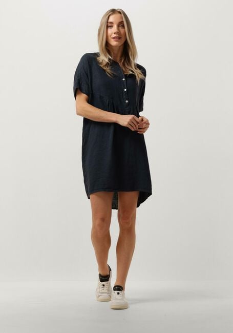 Donkerblauwe BY-BAR Midi jurk TAIS LINEN DRESS - large