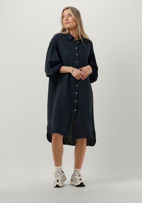 Blauwe BY-BAR Midi jurk SARAH LINEN LONG DRESS - large