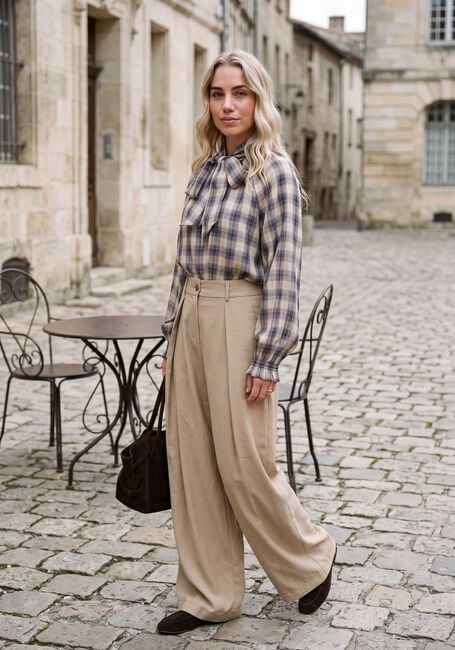 Beige SUMMUM Wijde broek TROUSERS VISCOSE TWILL - large