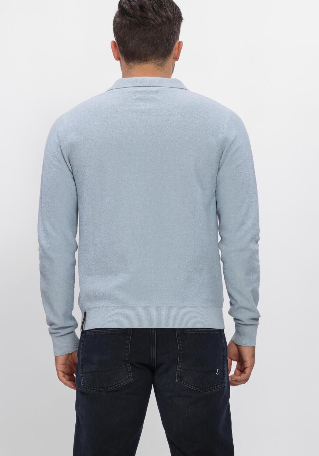 Lichtblauwe BUTCHER OF BLUE Polo Boucle Knit Polo LS - large