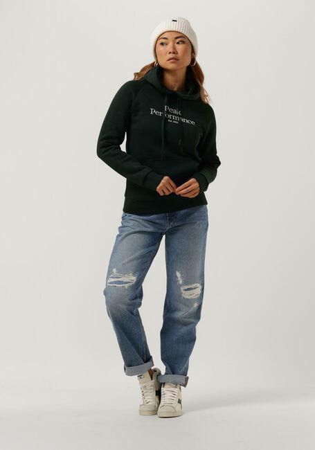 Donkergroene PEAK PERFORMANCE Trui W ORIGINAL HOOD - large