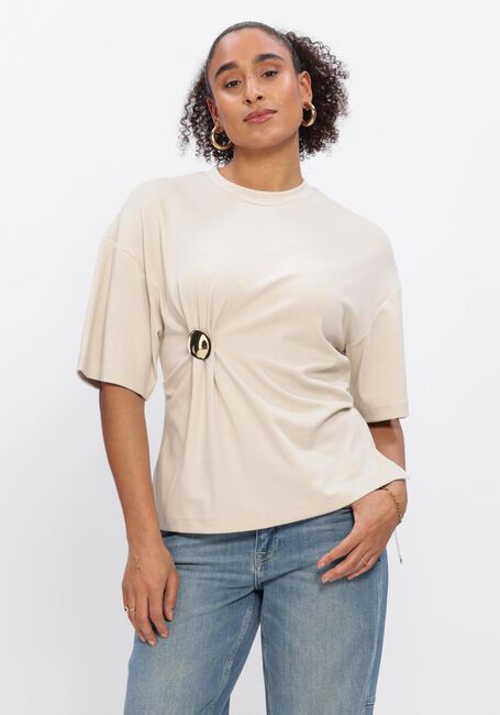 Beige SECOND FEMALE T-shirt ENORA BROOCH TEE - large