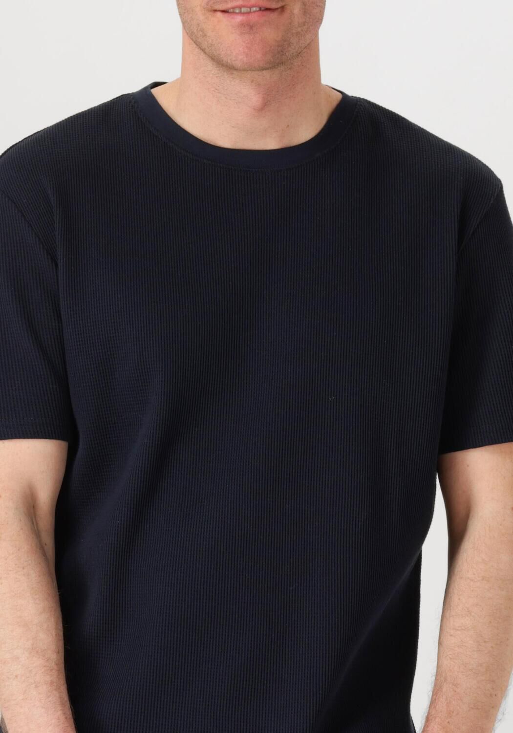 ANERKJENDT Heren Polo's & T-shirts Akkiki S s Waffle Tee Donkerblauw