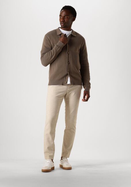 Bruine SELECTED HOMME Vest SLHMATTIS LS KNIT POLO CARDIGAN - large