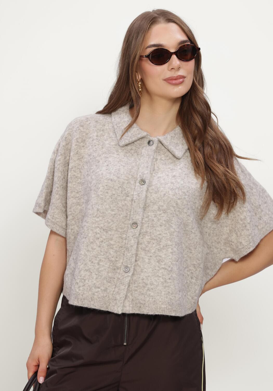 RUBY TUESDAY Dames Truien & Vesten Voise Knitted Collar Cape Top Beige