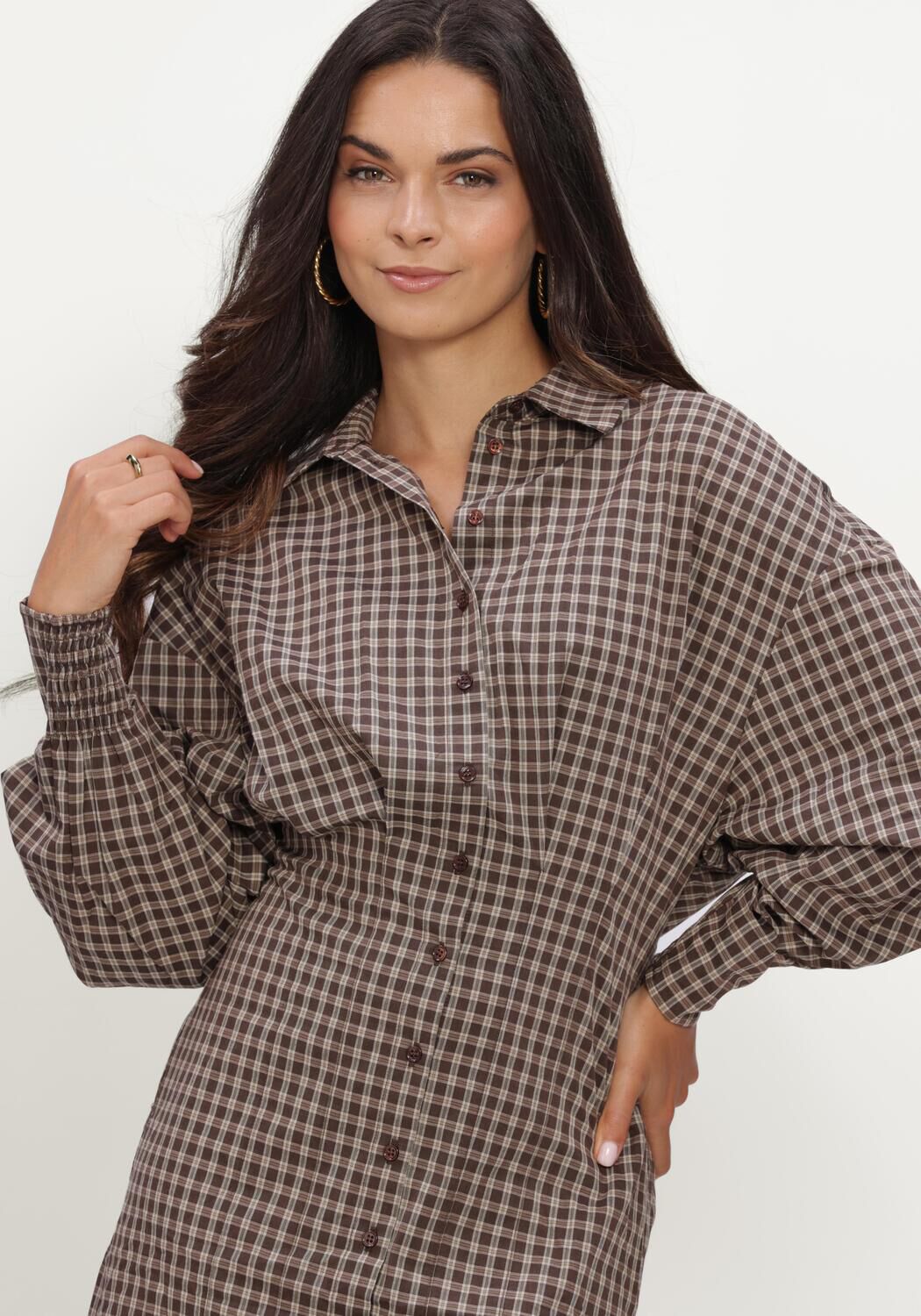 Bruine NOTRE-V Midi jurk NV-IRIS - large
