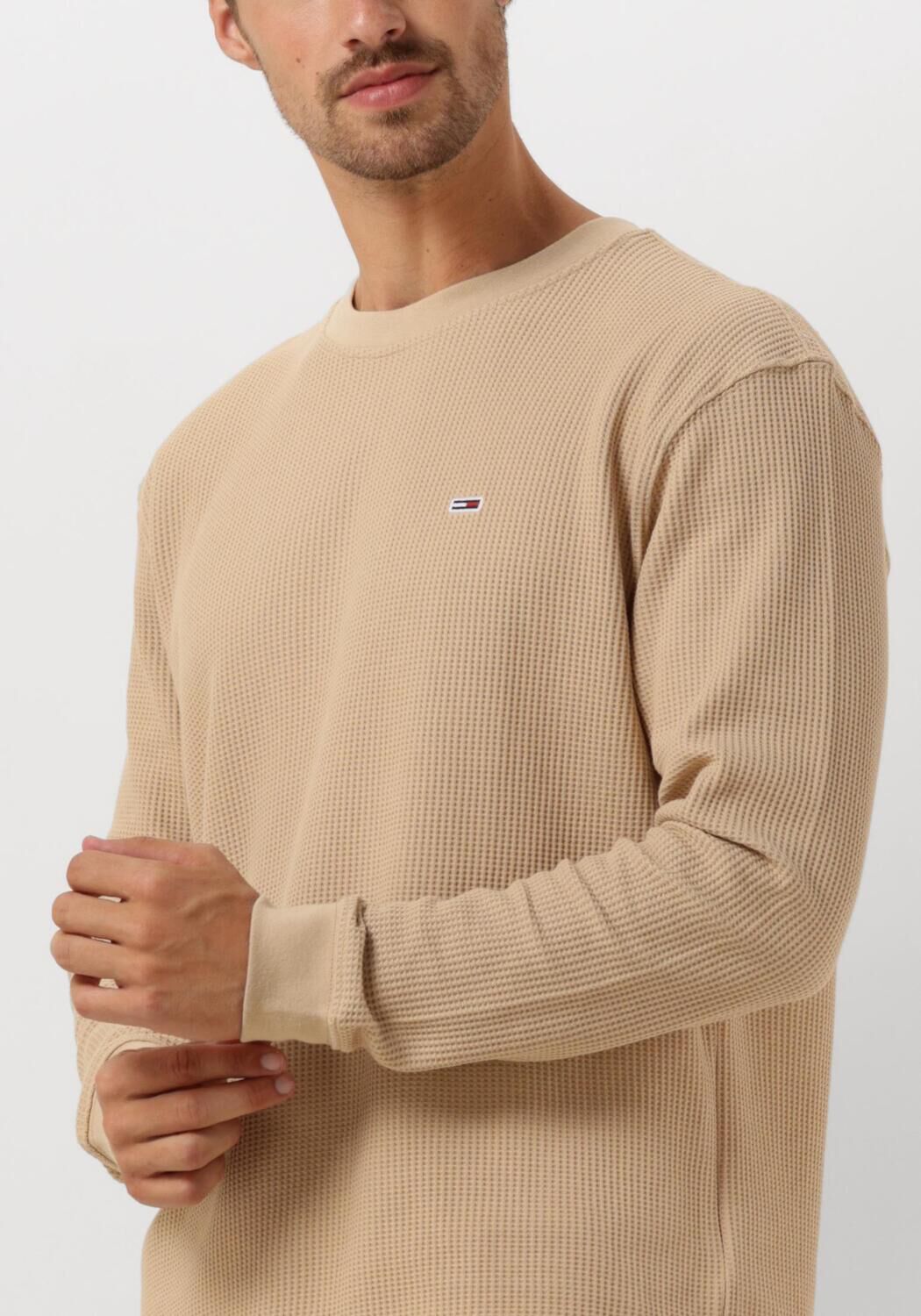 TOMMY JEANS Heren Truien & Vesten Tjm Reg Waffle L s Tee Beige