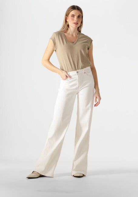 Beige CC HEART T-shirt BASIC V-NECK T-SHIRT - large