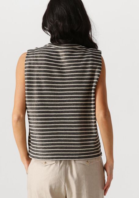 Zwarte SUMMUM T-shirt SLEEVELESS TOP KNITTED STRIPE COATED - large