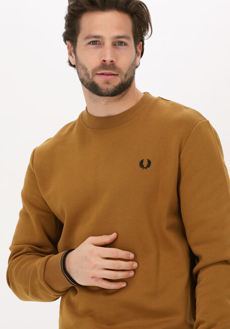 Camel FRED PERRY Trui CREW NECK SWEATSHIRT - large