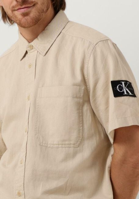 Beige CALVIN KLEIN Casual overhemd LINEN SS SHIRT - large