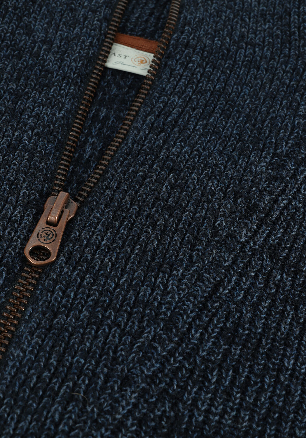 Donkerblauwe CAST IRON Trui HALF ZIP COLLAR COTTON BOUCLE - large