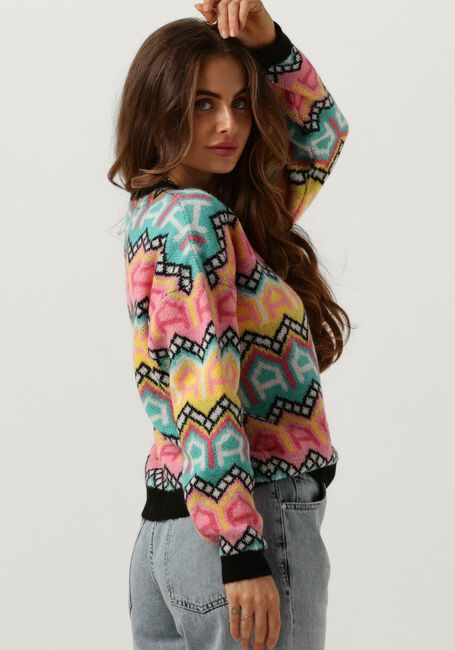 Multi ALIX THE LABEL Trui LADIES KNITTED MULTI COLOUR PULLOVER - large