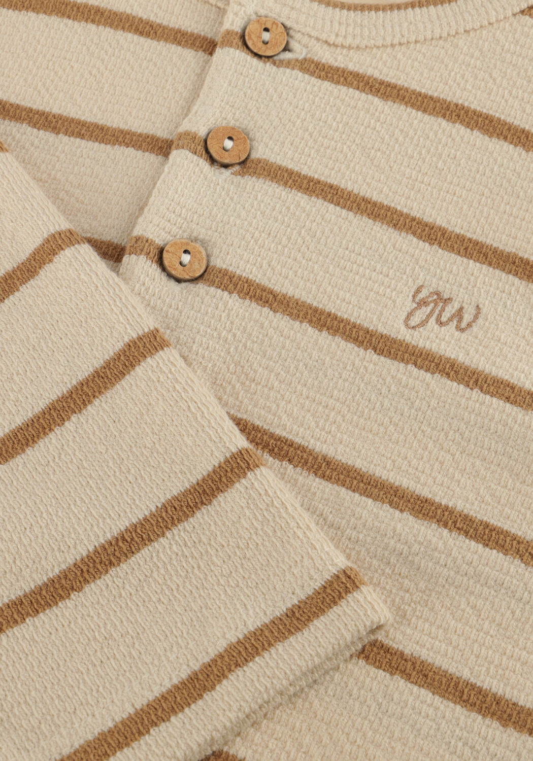 Beige YOUR WISHES Polo STRIPE TERRY RELAXED GRANDDAD LONGSLEEVE - large