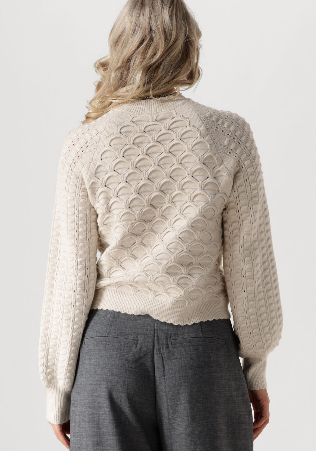 OBJECT Dames Truien & Vesten Objsida Knit L s Re Pullover Gebroken Wit