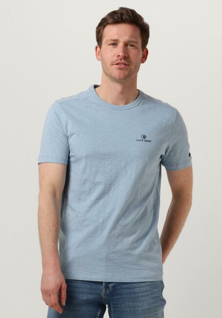 Lichtblauwe CAST IRON T-shirt SHORT SLEEVE R-NECK COTTON SLUB - large