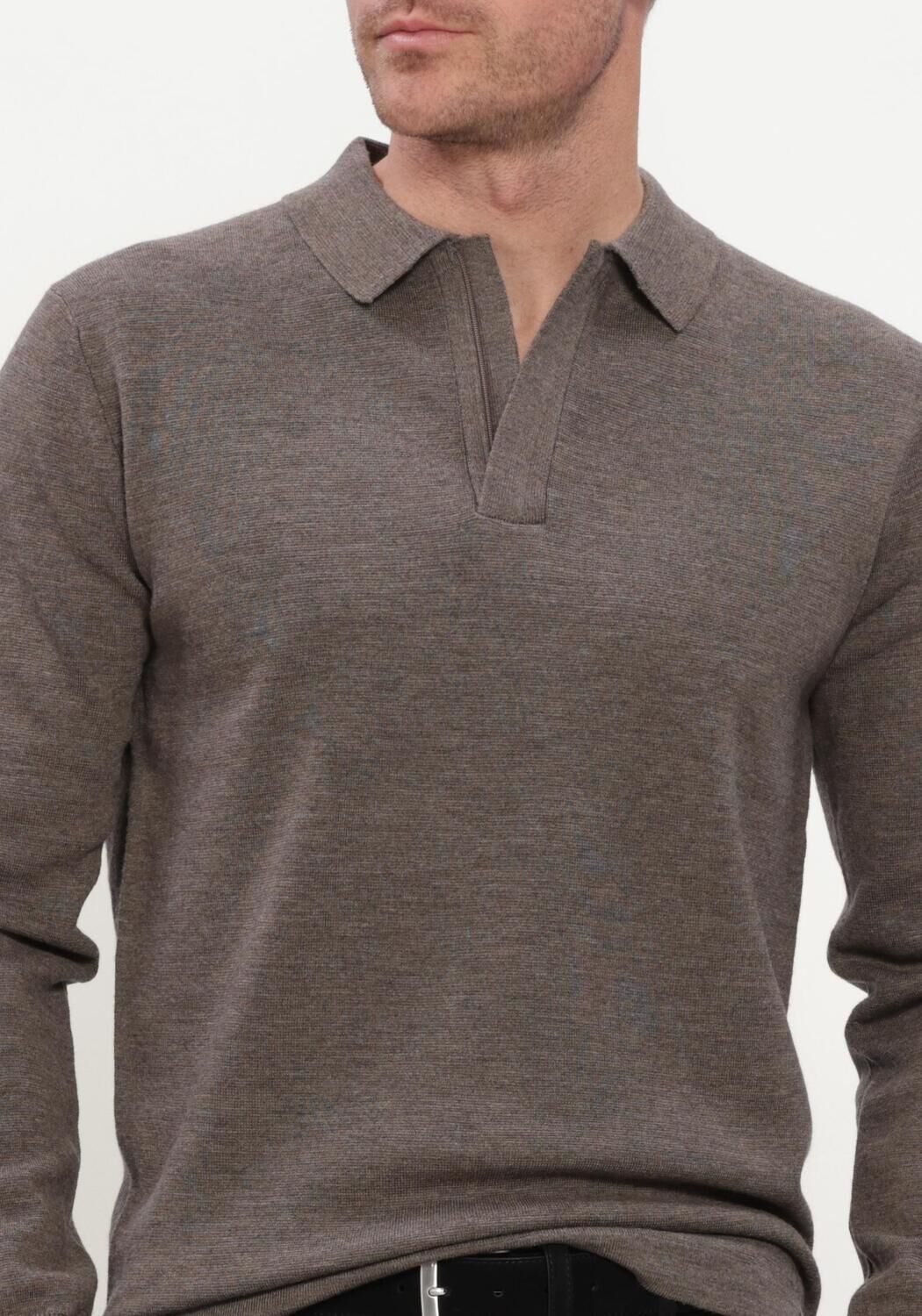 Taupe GENTILUOMO Trui POLO ZIP LS - large