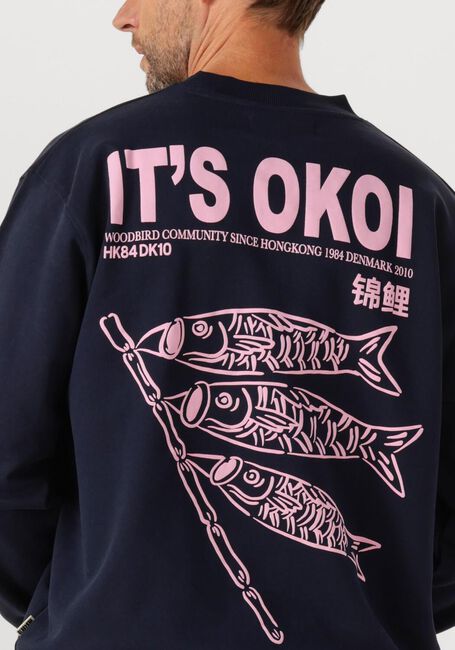 Donkerblauwe WOODBIRD Trui WBCAIN COI CREW - large