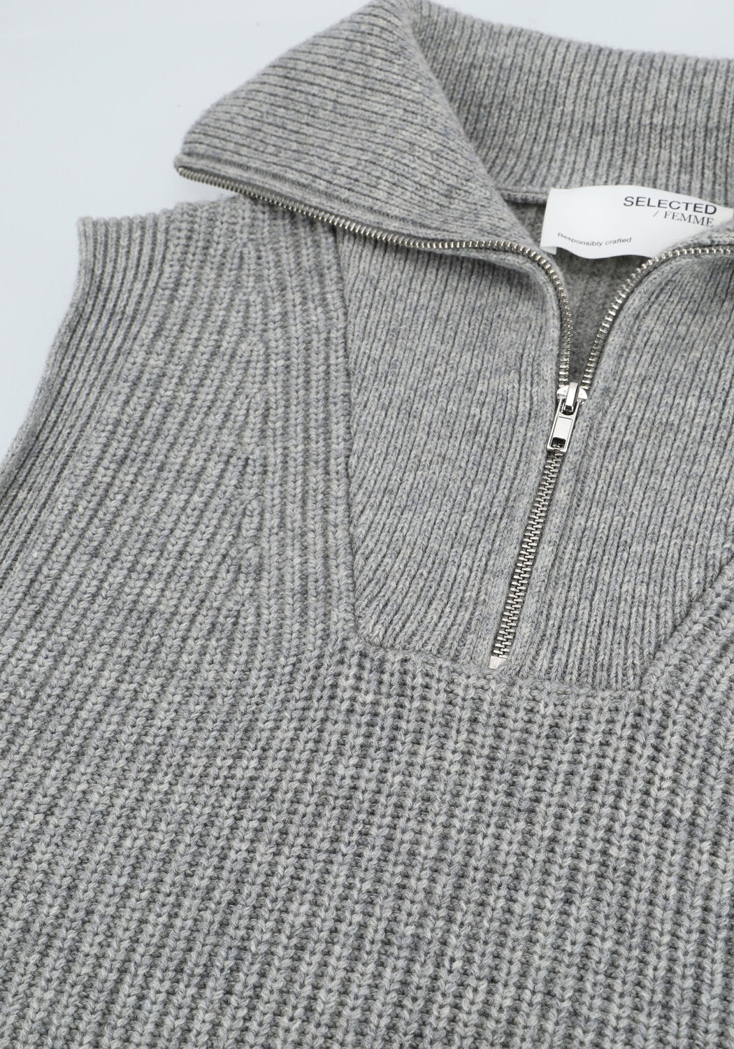 Lichtgrijze SELECTED WOMEN Spencer SLFKALLY KNIT VEST W - large