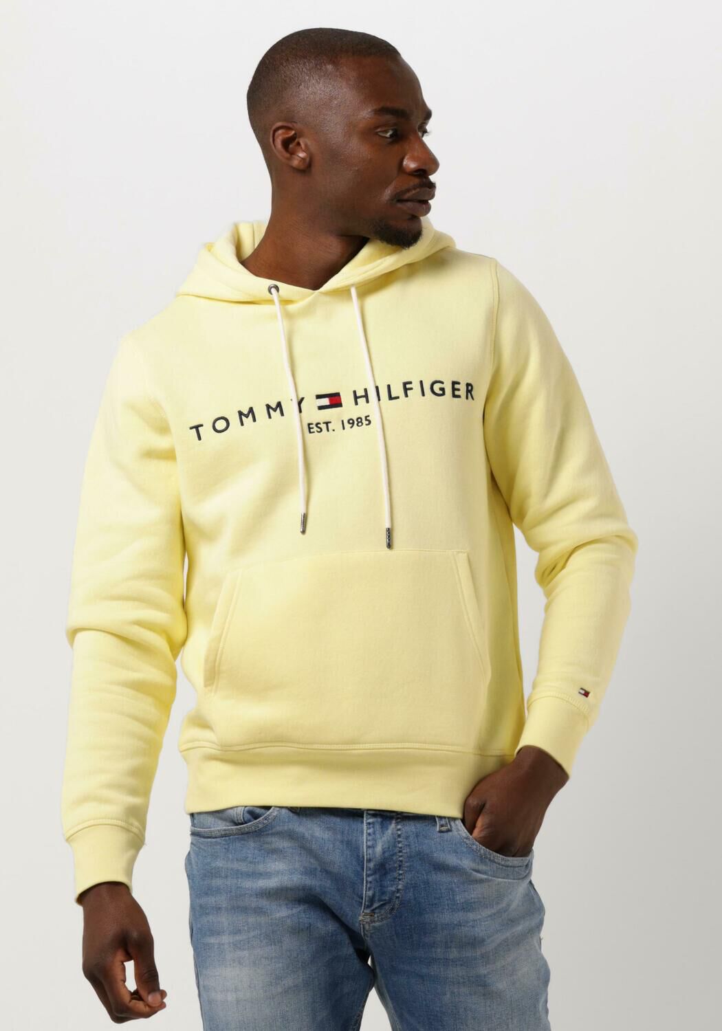 gele tommy hilfiger sweater tommy logo hoodie