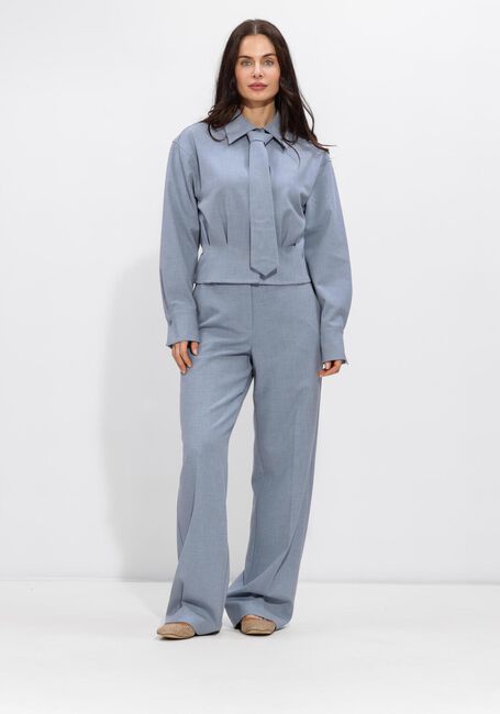 Lichtblauwe MINUS Wijde broek MSWELMA MID WAIST PANT - large