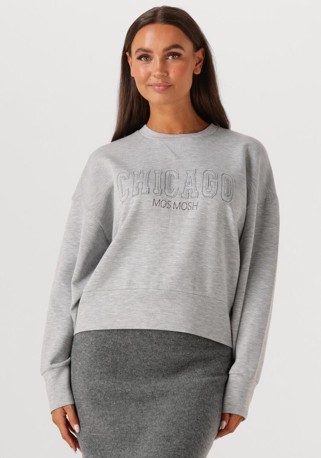 Lichtgrijze MOS MOSH Sweater MMRENZI O-LS SWEATSHIRT | Omoda