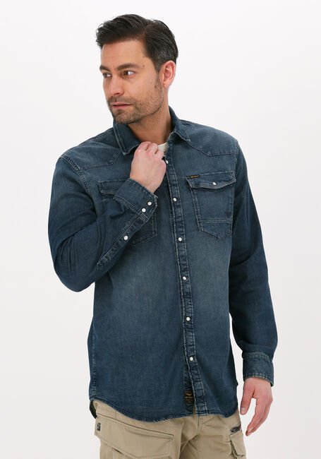 Donkerblauwe PME LEGEND Spijkerjas LONG SLEEVE SHIRT TINTED BLUE VINTAGE - large