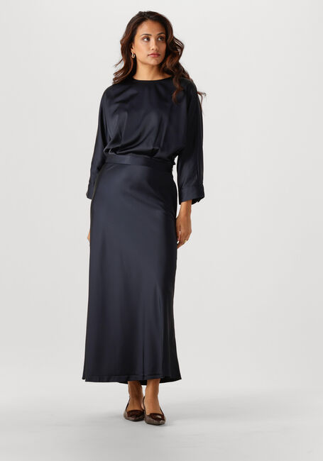 Donkerblauwe WITHBLACK Maxi jurk WBLDAGMAR SATEEN DRESS - large