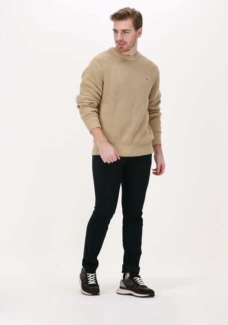 Camel TOMMY HILFIGER Trui RIB TEXTURE CREW NECK - large