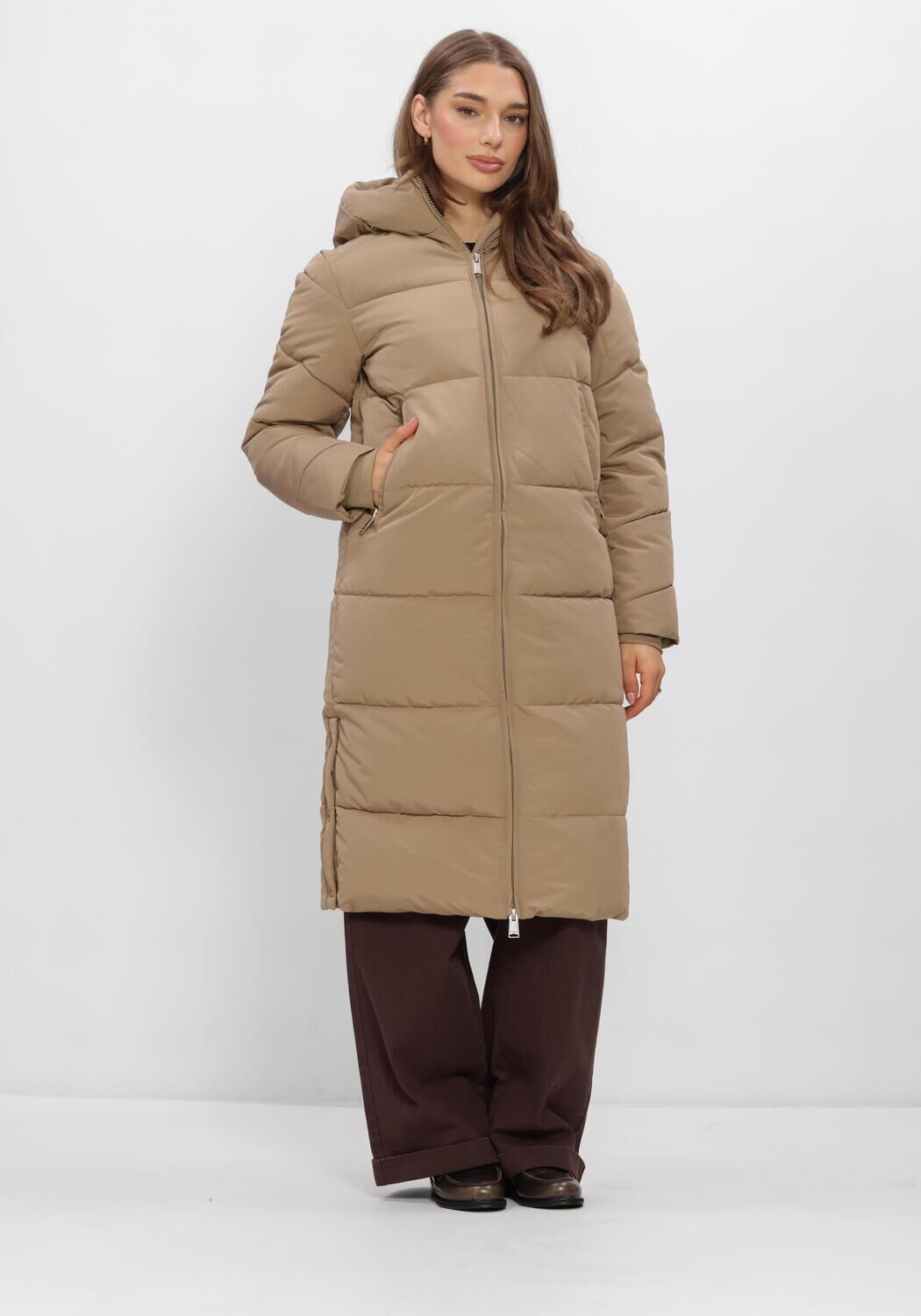Beige WITHBLACK Gewatteerde jas WBLGLORIAN LONG PUFFER COAT - large