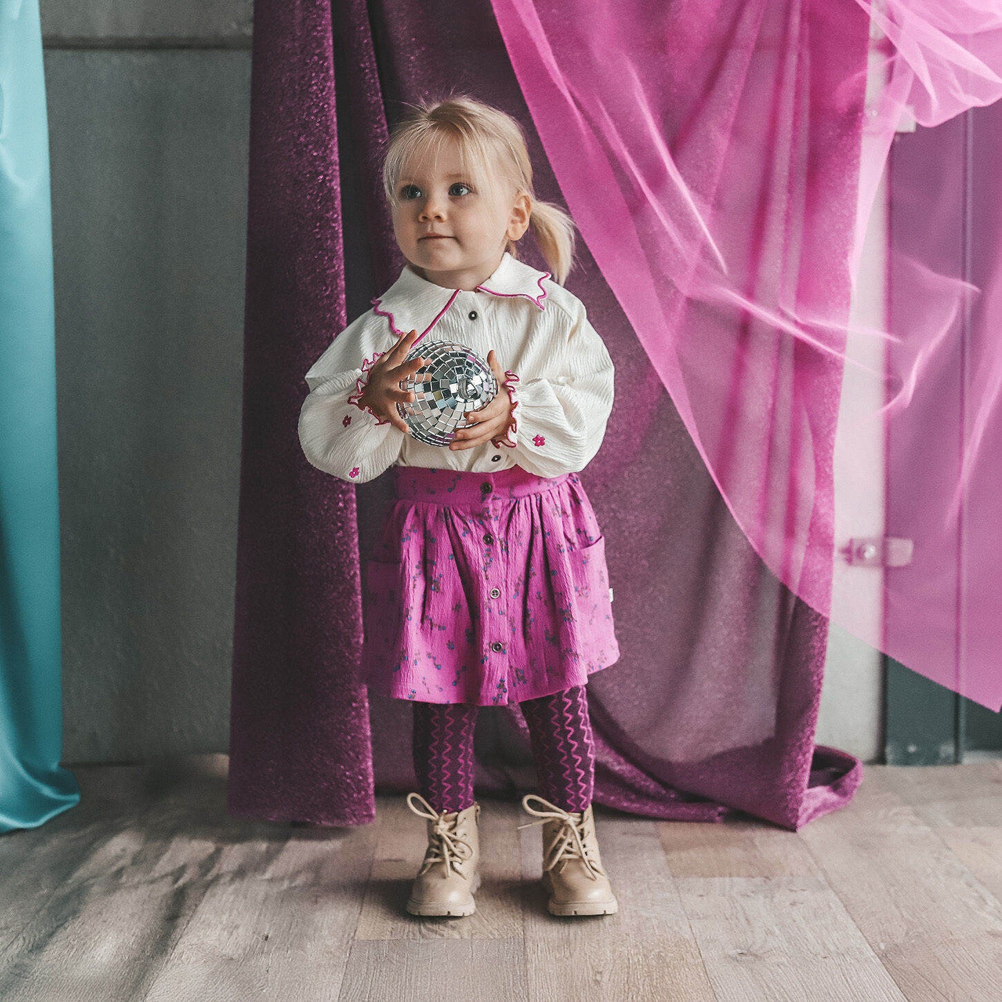 Paarse YOUR WISHES Minirok ANTIQUE FLOWER POCKET SKIRT - large