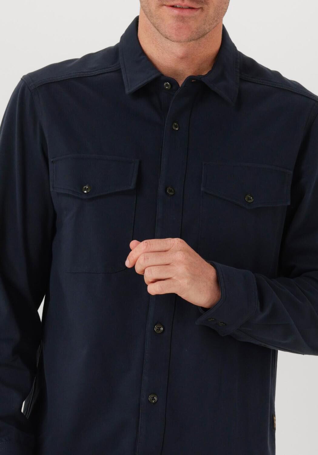 G-STAR RAW Heren Overhemden Marine Jersey Shirt L\s Blauw