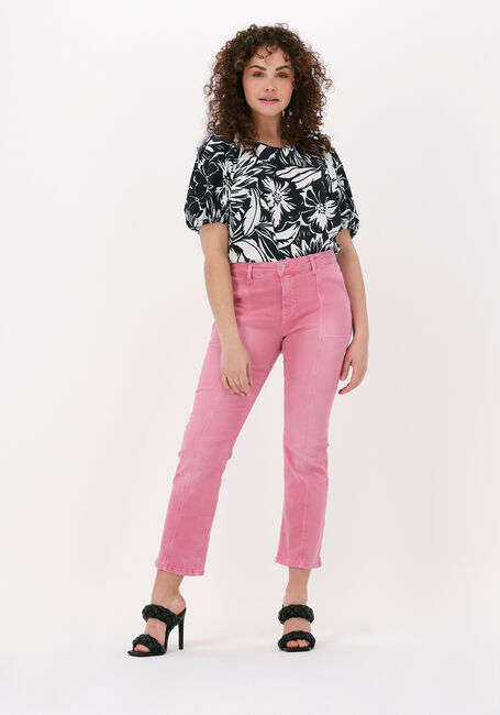 Zwarte SUMMUM Top TOP SHORT SLEEVES TWO TONE FLO - large
