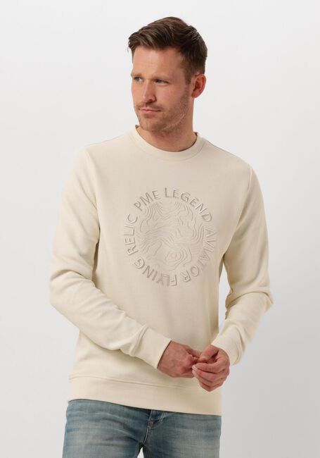 Beige PME LEGEND Trui CREWNECK WAFFLE JERSEY - large